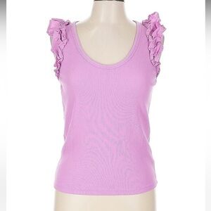 Old Navy Pink Ribbed Ruffle Sleeve Tank Top